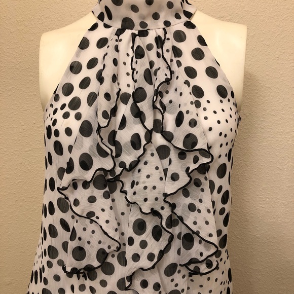 BCX Ruffle front polka dot halter top S - Picture 2 of 8